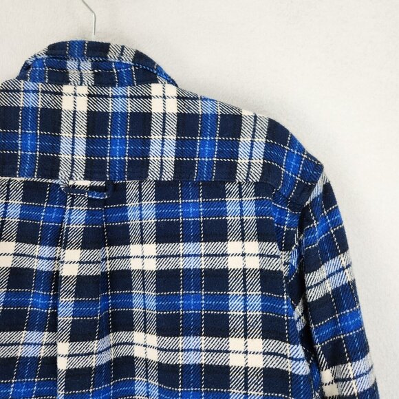 Orvis Shirt Mens Large Blue Tartan Plaid Jacket Shacket Heavy Flannel Button Up - Picture 12 of 13